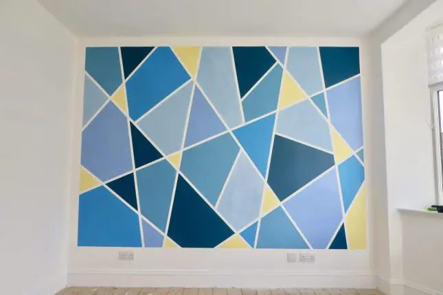 Creating A Geometric Accent Wall At Home | Finished Wall https://oddhogg.com