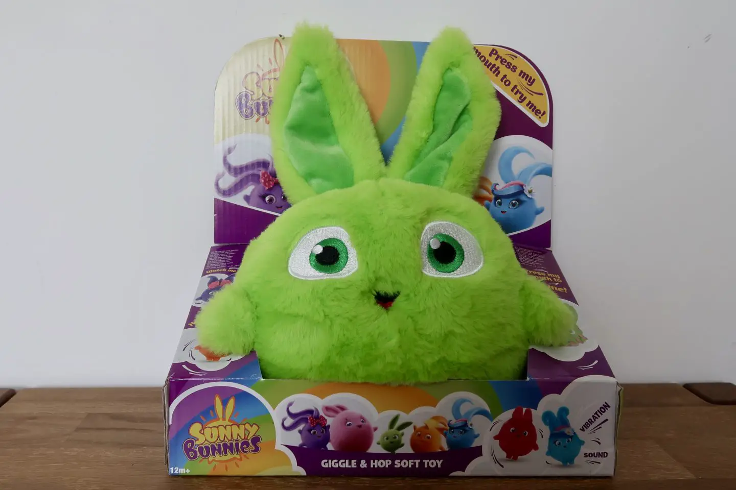 A Sunny Bunnies Giggle And Hop toy in it's box