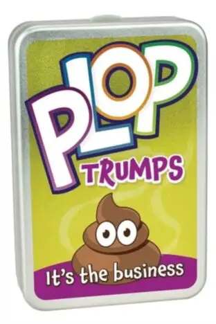 A box with Plop Trumps written on it and a picture of a cartoon poo